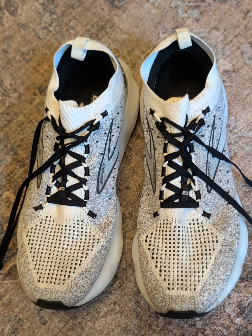 Brooks Women’s White and Black Knit Running Shoes